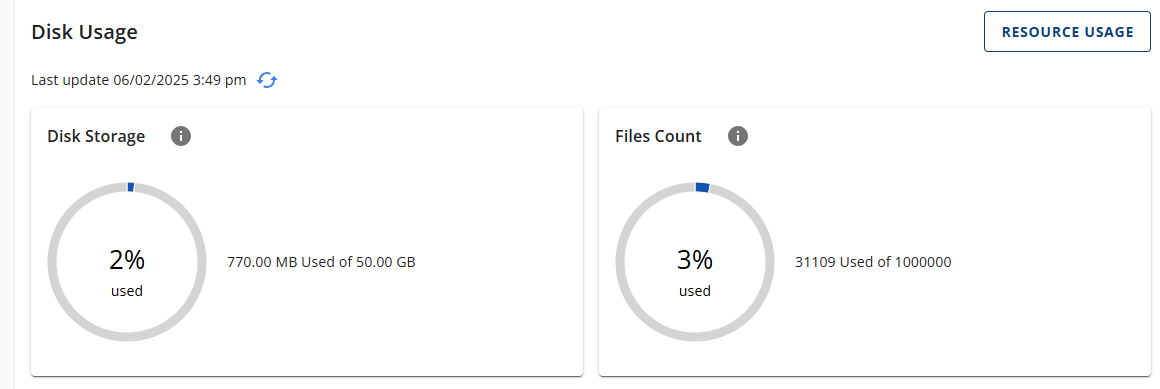 Disk Usage section