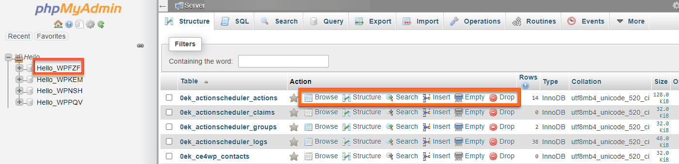 phpMyAdmin browse
