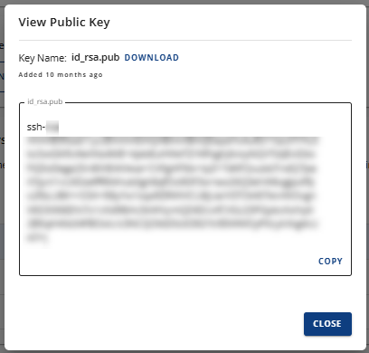 Manage SSH Keys - View SSH Key details