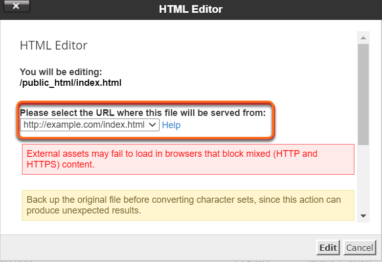 URL for the temporary page