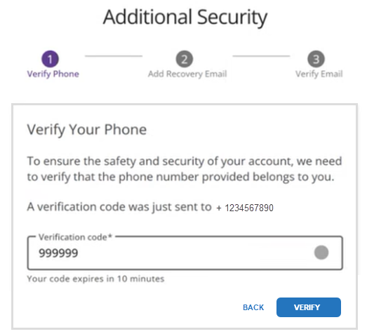 Additional Security - Enter code