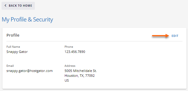 Customer Portal - My Profile & Security - Edit