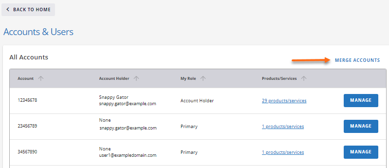 Customer Portal - Merge Accounts