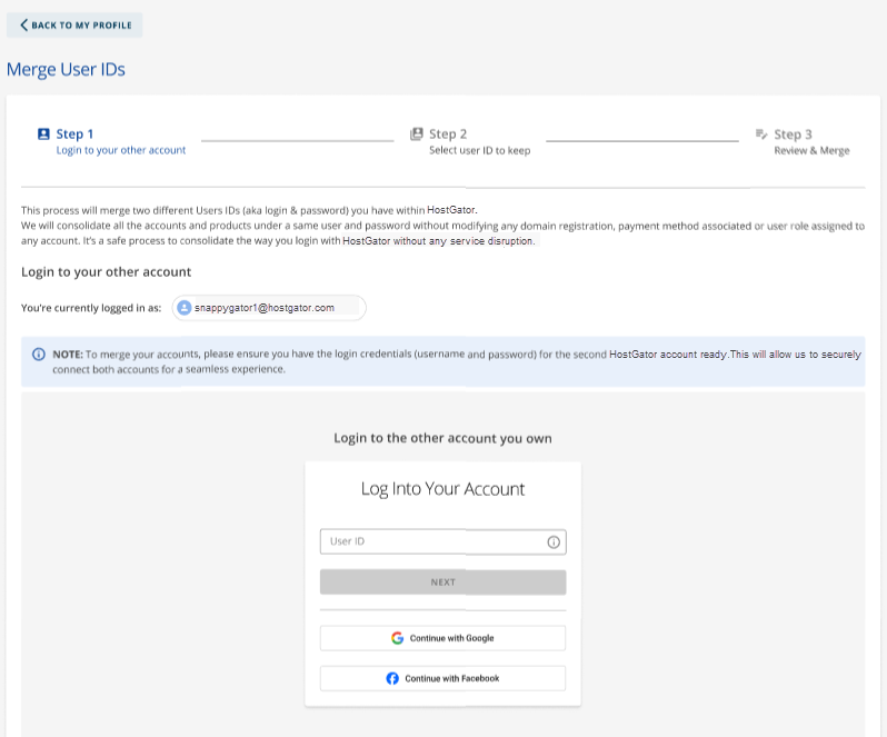 Login to the other account