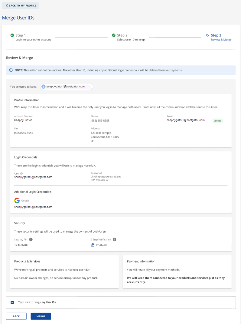 Review and Merge information