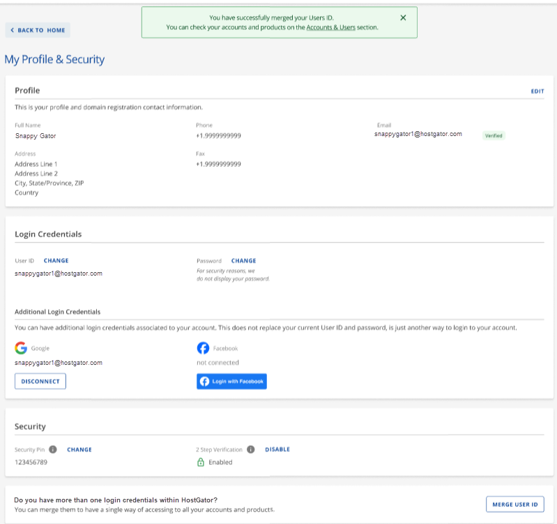 Merge User ID success prompt