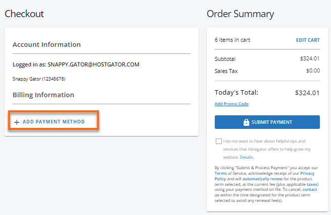 Customer Portal - Add Payment Method