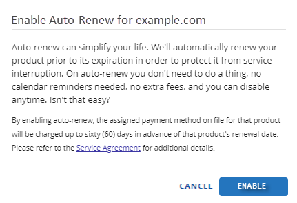 Confirm Enable Auto-Renew
