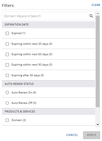 Customer Portal - Select Filters