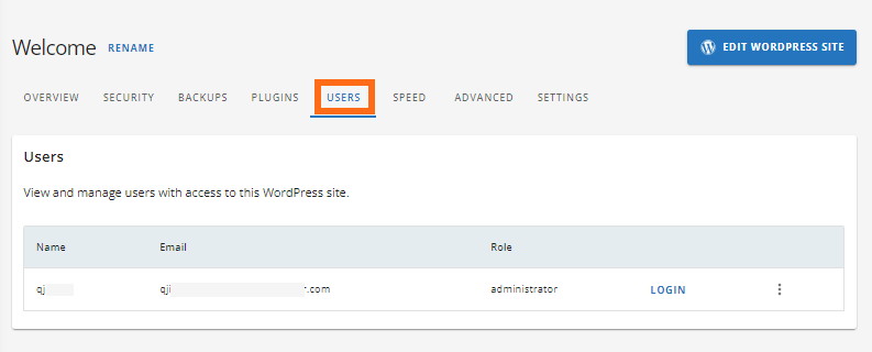 Customer Portal - Hosting - Users