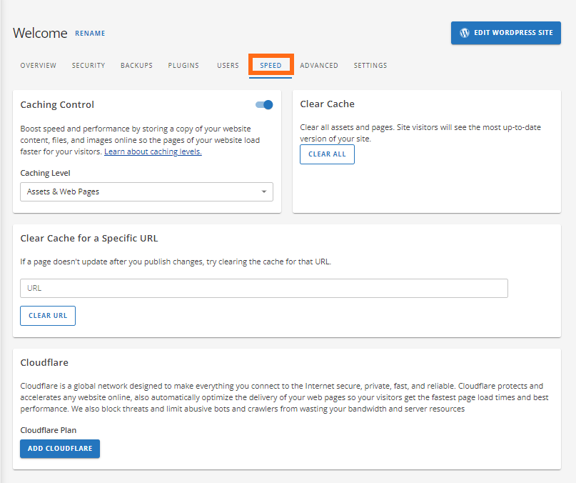 Customer Portal - Hosting - Speed