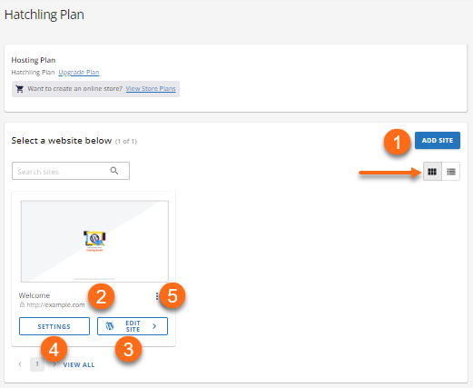 Customer Portal - Hosting tab - Product dashboard (Card view)