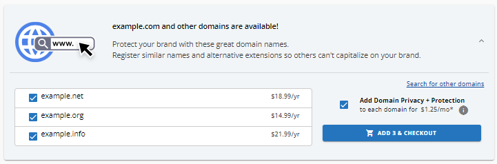 Customer Portal - Purchase available domains!