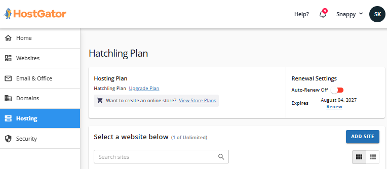 Customer Portal - Hosting interface