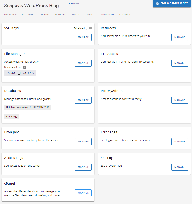 Customer Portal - Settings page - Advanced tab