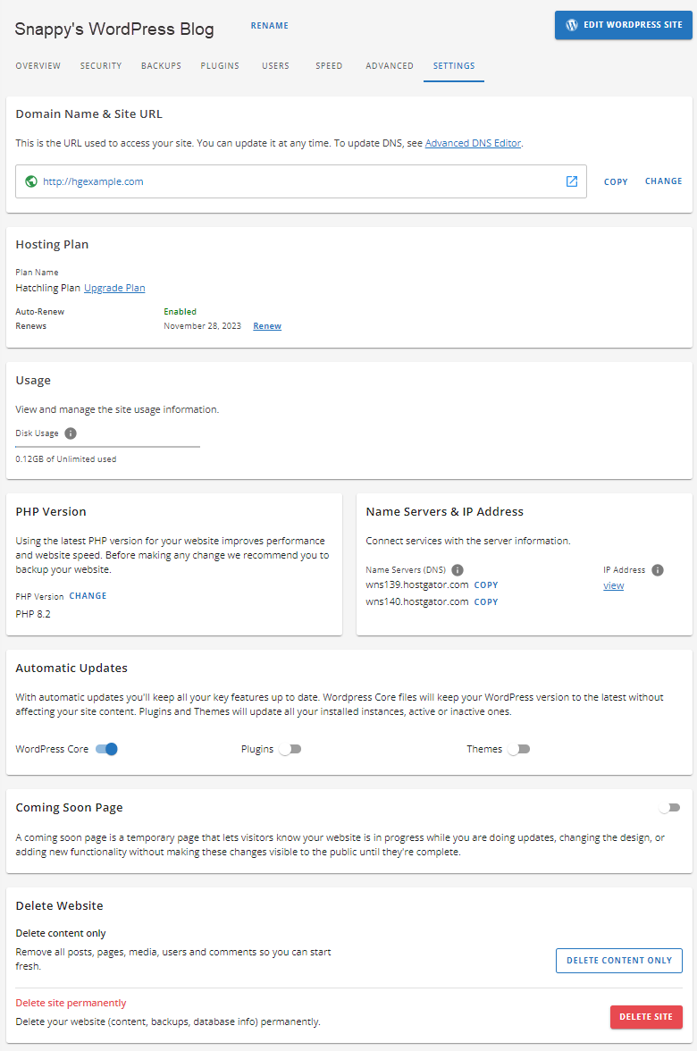 Customer Portal - Settings page - Settings tab
