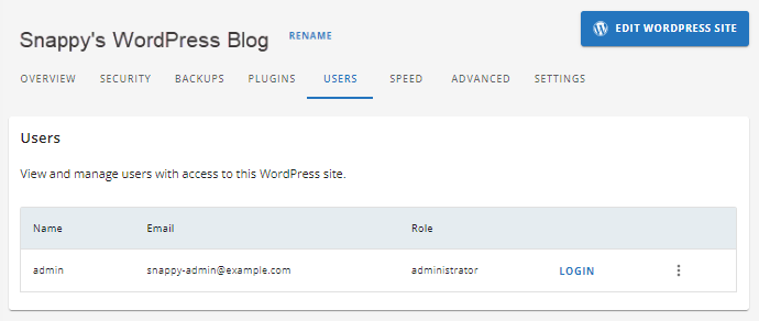 Customer Portal - Settings page - Users tab