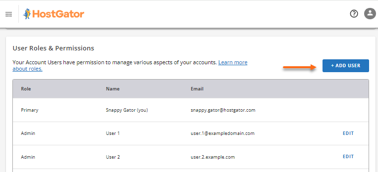 Customer Portal - User Roles &amp; Permissions - + Add User