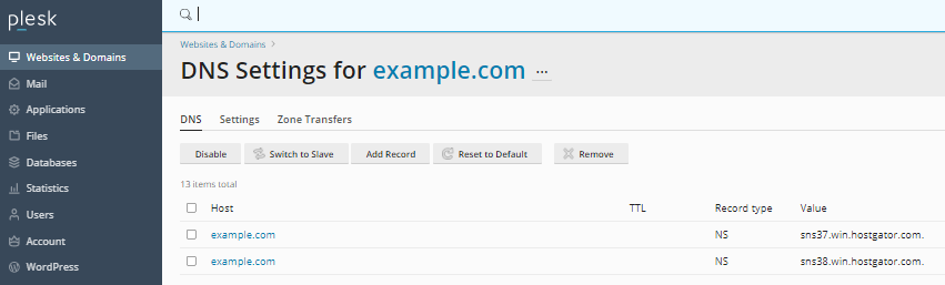 HostGator Plesk Edit DNS
