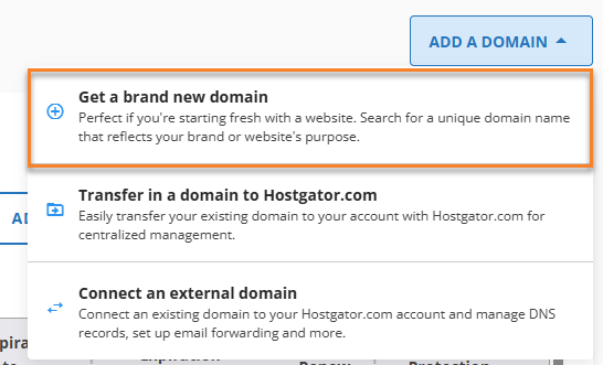 Add a Domain - Get a brand new domain