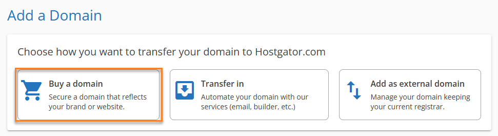 Add a Domain - Buy a domain