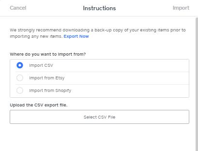 Weebly - Import Item