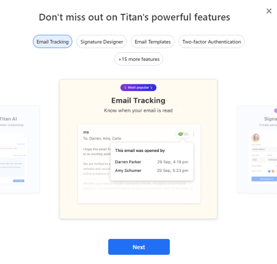 Professional Email - Feature tour