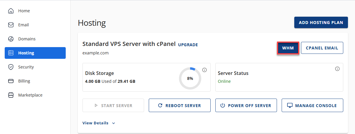 BH VPS and Dedi WHM Access