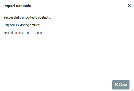 Roundcube - Contacts - Successful import