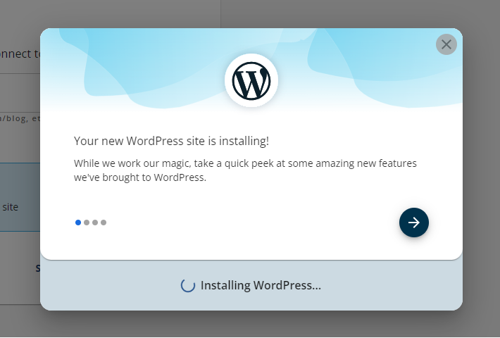 Your WordPress site is installing