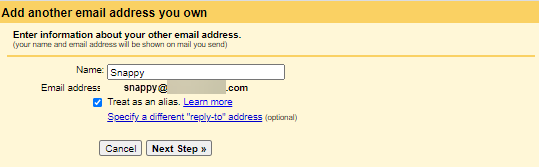 Gmailify - Settings - Treat as Alias
