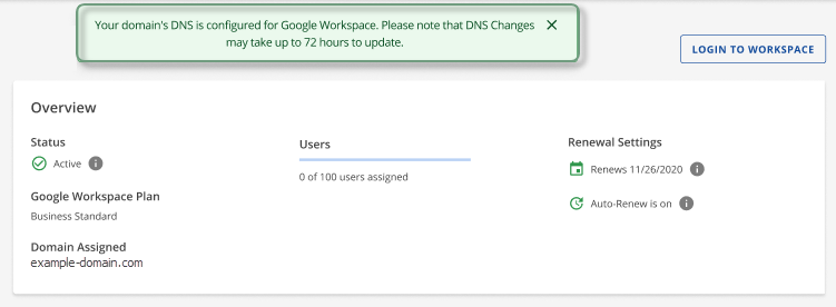 Google Workspace - DNS successful configuration