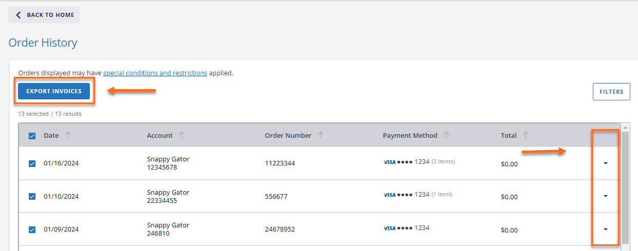 HostGator Export Invoices