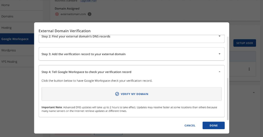 Step 4 - Tell Google Workspace to check your verification record