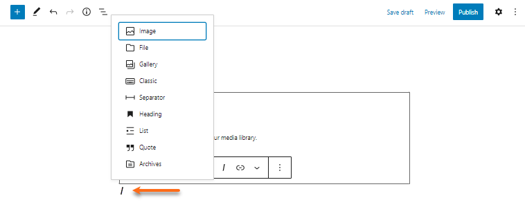 WordPress -Search block using Slash (/) key