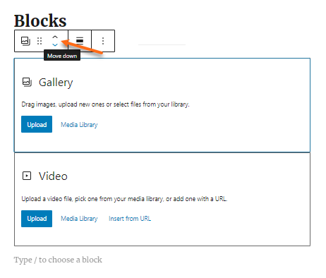 Move up or down blocks