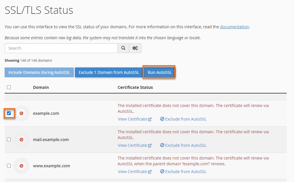 SSL/TLS 状态 - 运行 AutoSSL