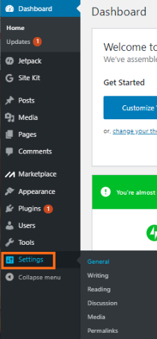 WordPress 控制面板 - 设置