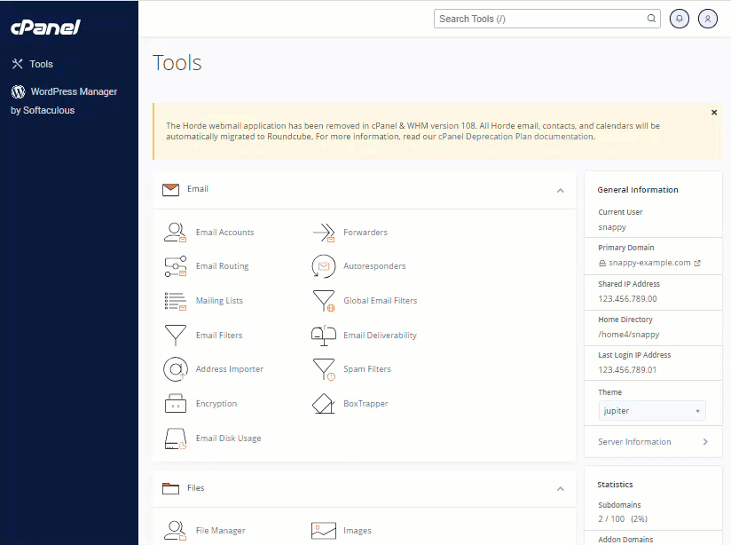 HostGator cPanel - Jupiter theme