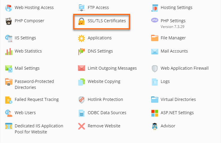 Plesk - SSL/TLS Certificates