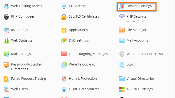Plesk Hosting Settings