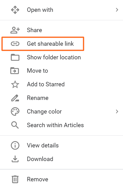 Google Drive - Get shareable link