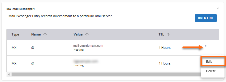 Edit MX Records