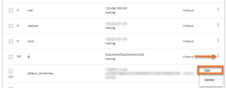 External Domain - Edit MX record