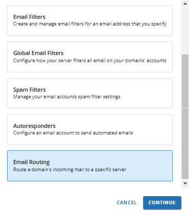 cPanel Email link - Email Routing