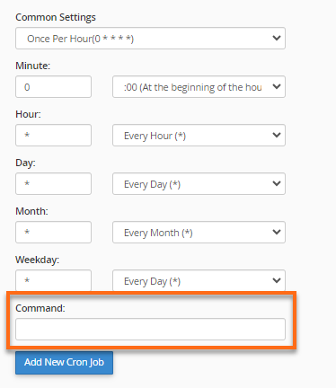 Add New Cron Jobs - Command field