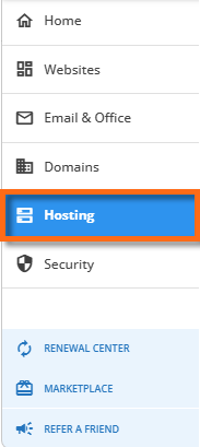 Customer Portal - Hosting menu