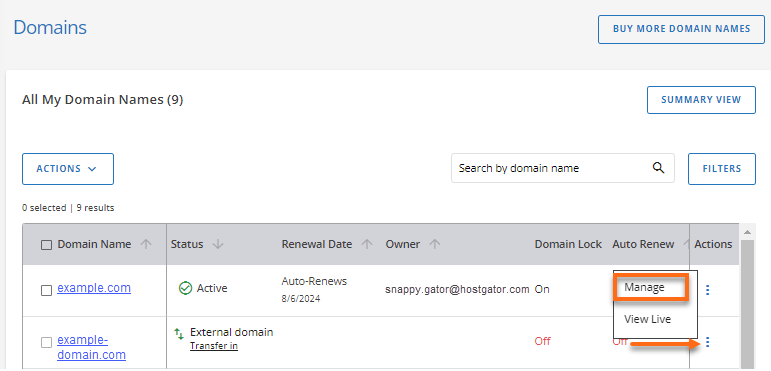External Domain - Manage