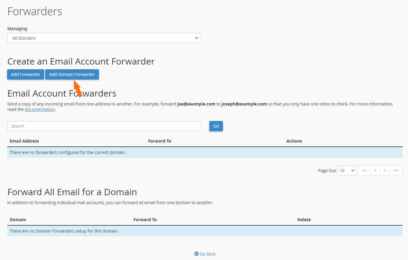 cPanel - Domain Forwarder
