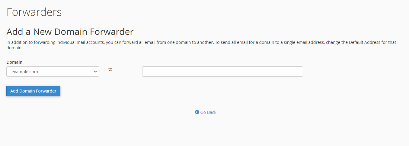 Domain Forwarder - Enter Details